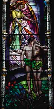 Adam et Eve, reprsentation sur vitraux d'art